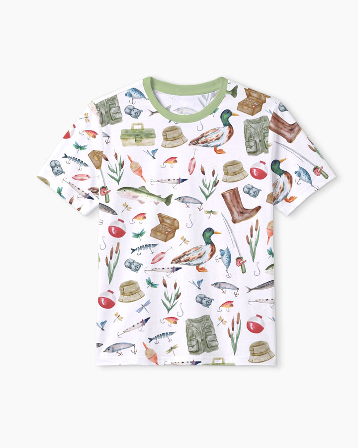 Daddy's Fishing Buddy Daddy& Me Matching Bamboo Men Short Sleeve Short Pajama Set