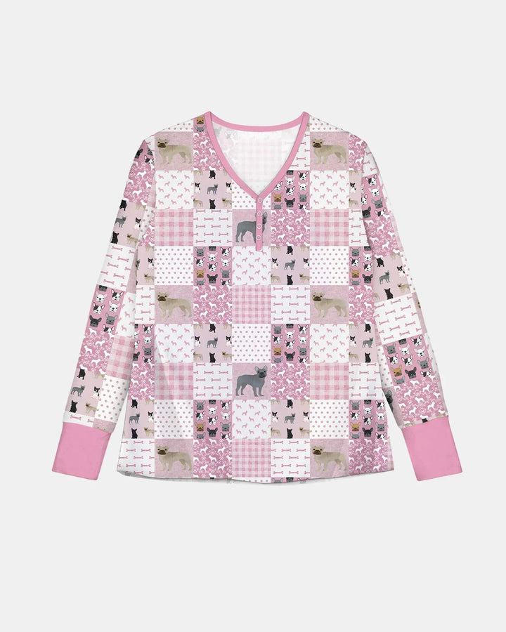 Frenchies Patchwork Family Matching Women Pajama Set