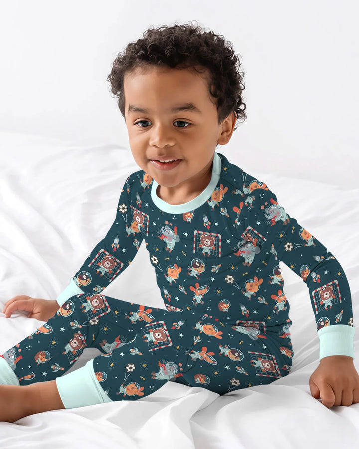 Conjunto de pijama de dos piezas de bambú con mangas largas, plantilla PERSONALIZADA