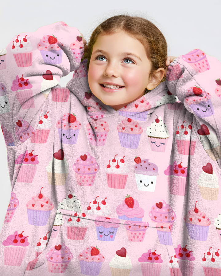 Valentine Emotional Cupcakes Wearable Blanket Hoodie