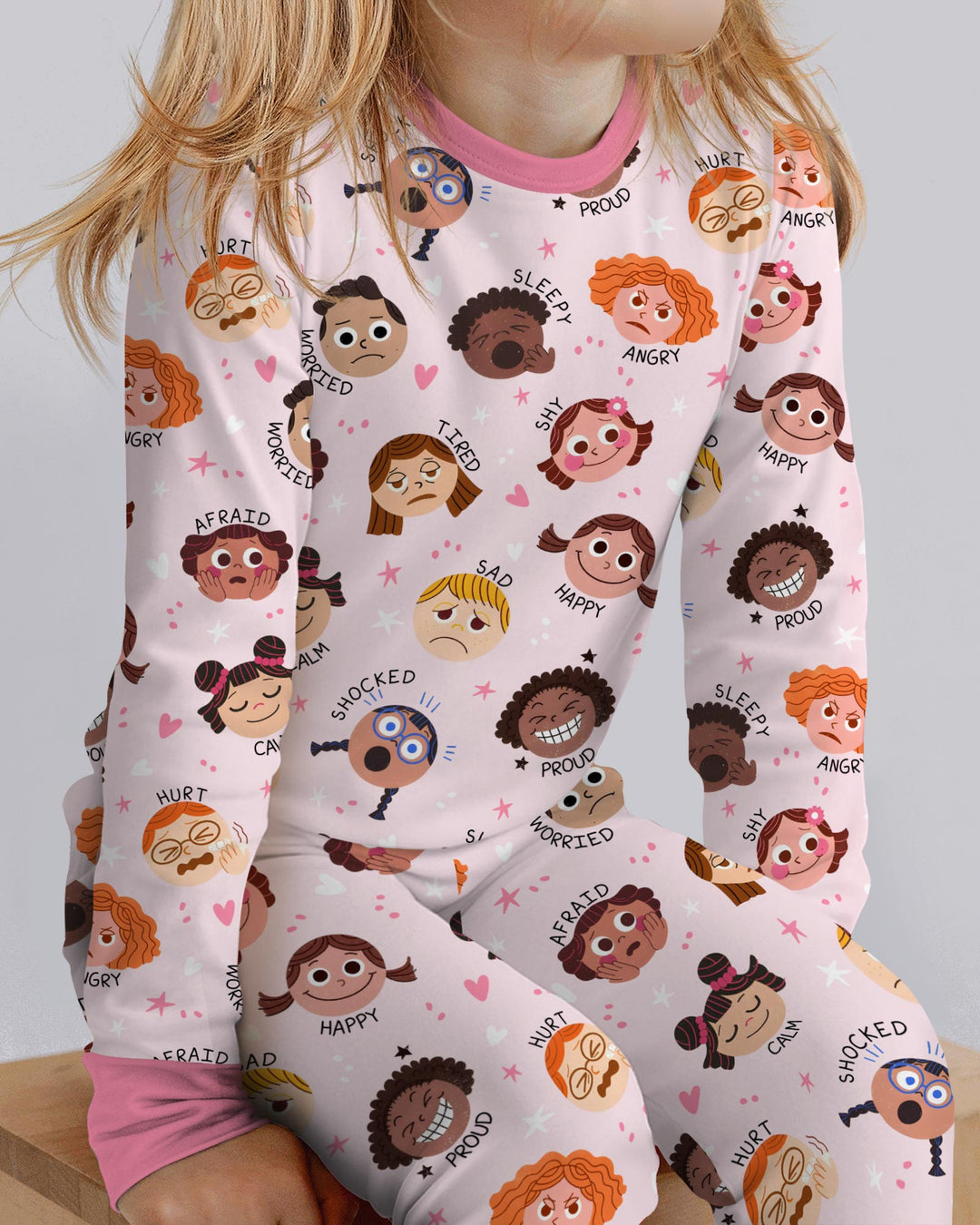 Feelings Vocabulary Bamboo Two Piece Long Sleeve Pajama Set