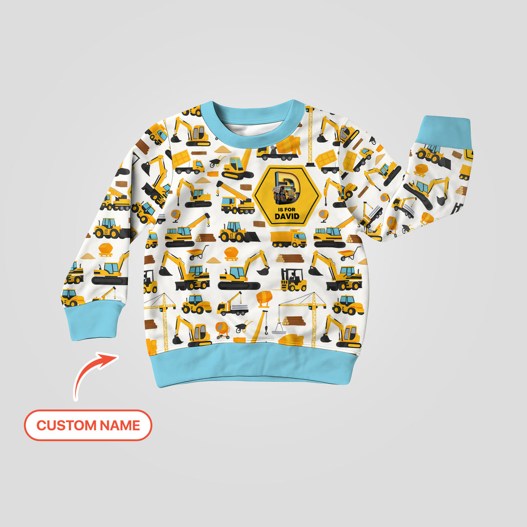 Custom Name Construction Initials Crewneck Sweatshirt