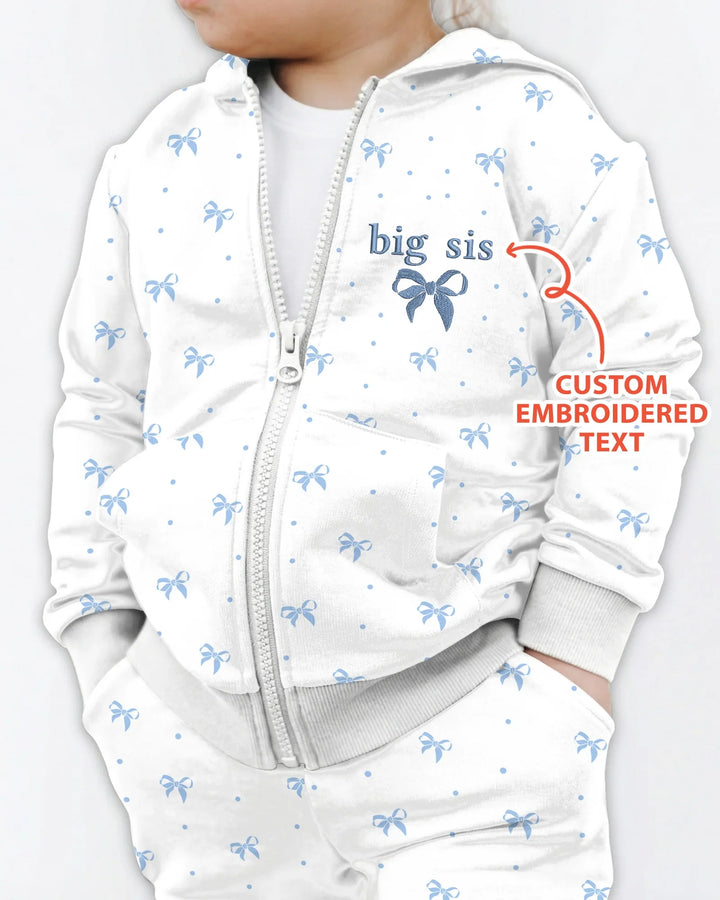 Personalisierter, bestickter Name Mommy und Mädchen passender Bambus-Kapuzenpullover mit Reißverschluss
