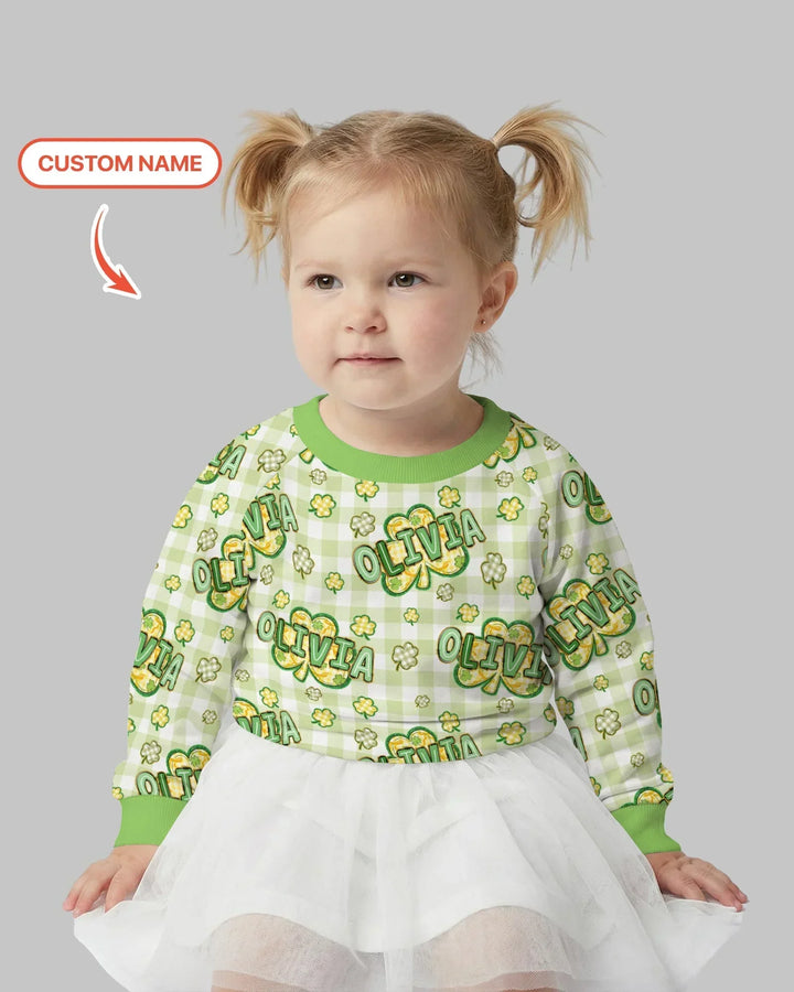 Lucky Shamrock Custom Name Crewneck Sweatshirt
