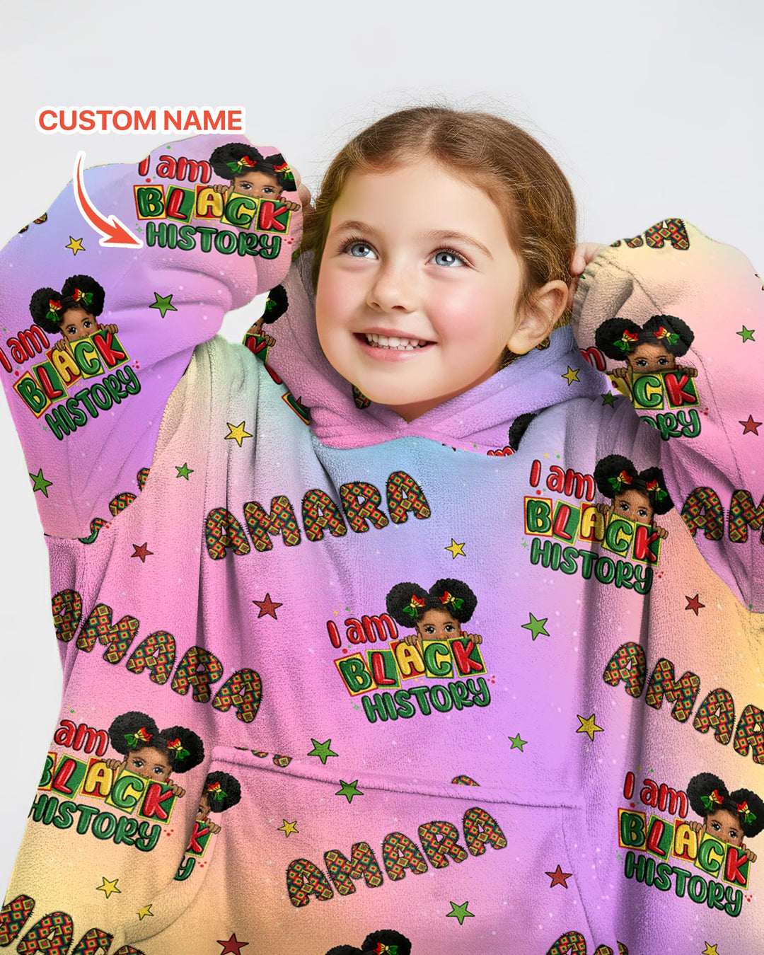 Custom Name I Am Black History Custom Blanket Hoodie