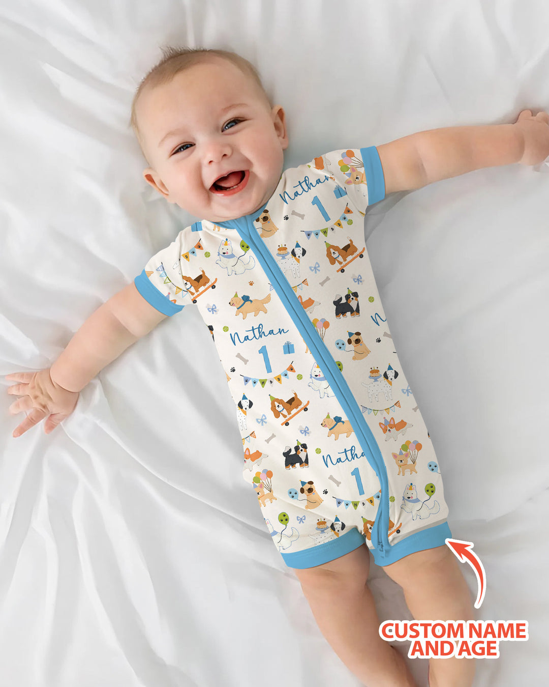 Plantilla PERSONALIZADA de Bambú Pijama Corto con Cremallera