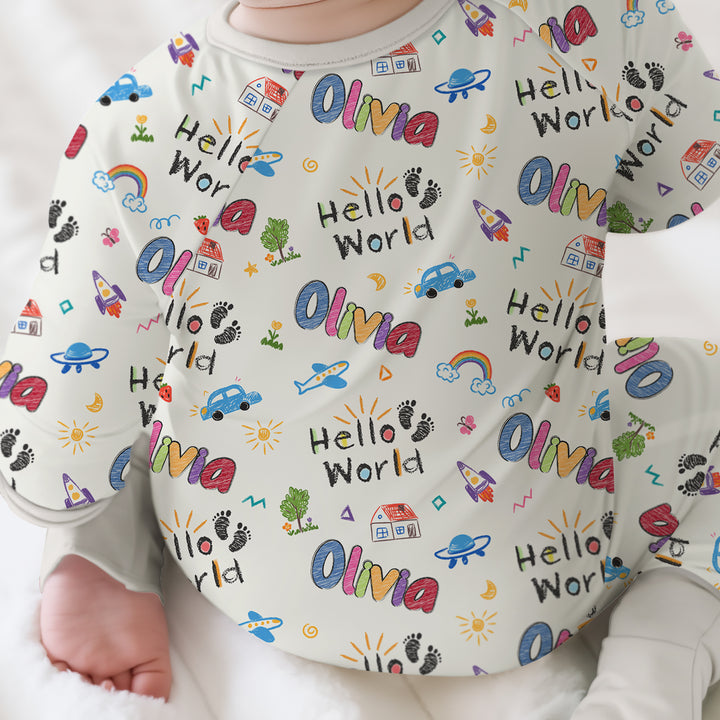 Custom name "Hello World" - Crayon Style Convertible Zippy