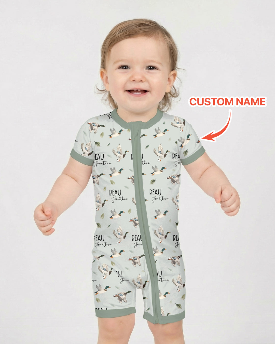 Custom Name Mallard Duck Shorty Zippy