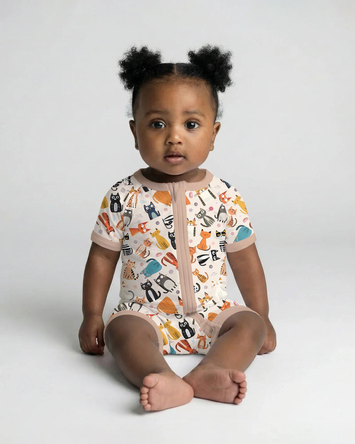 Goofy Mischief Cat Family Matching Bamboo Shorty Zippy