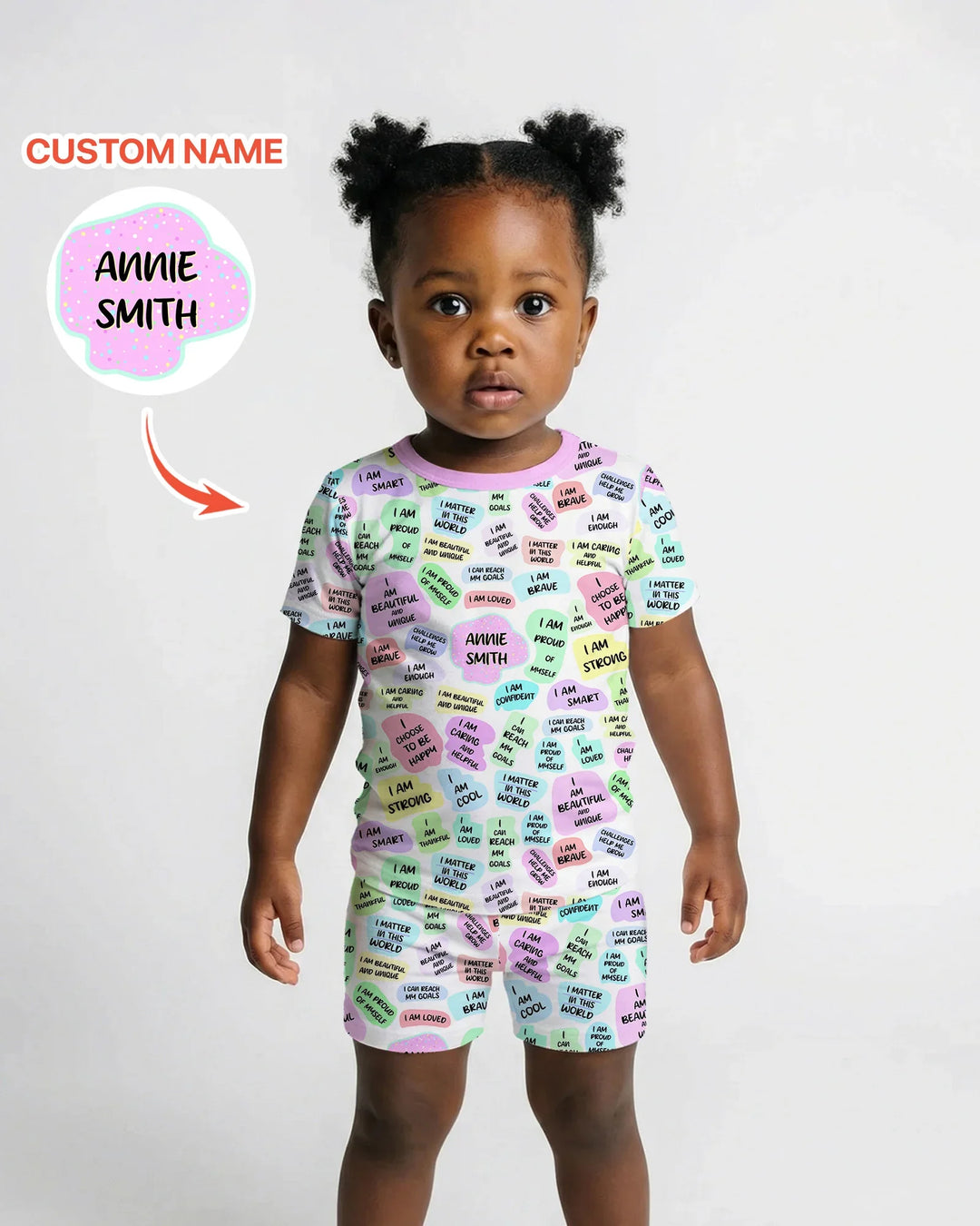 Mom & Baby Daily Affirmation Bamboo Two Piece Short Sleeve Shorts Pajama Set