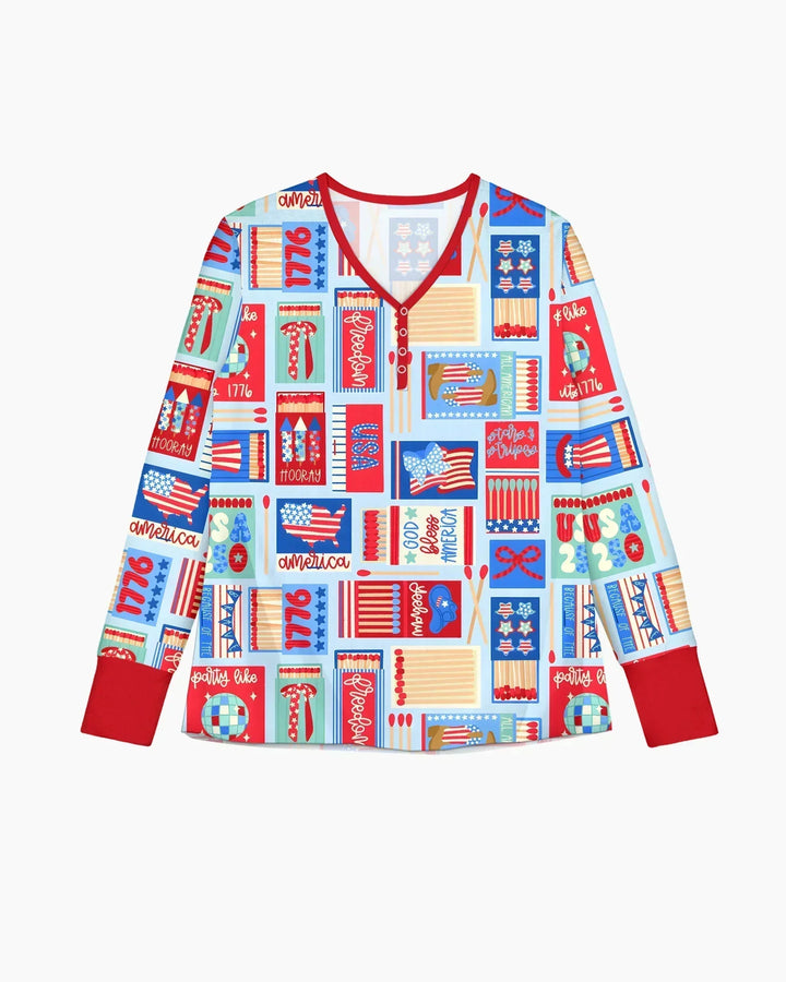 Patriotic Matchbox Family Matching Bamboo Women Pajama Set