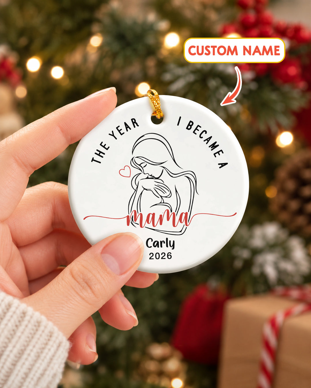 The Year I Became a Mama Ceramic Ornament