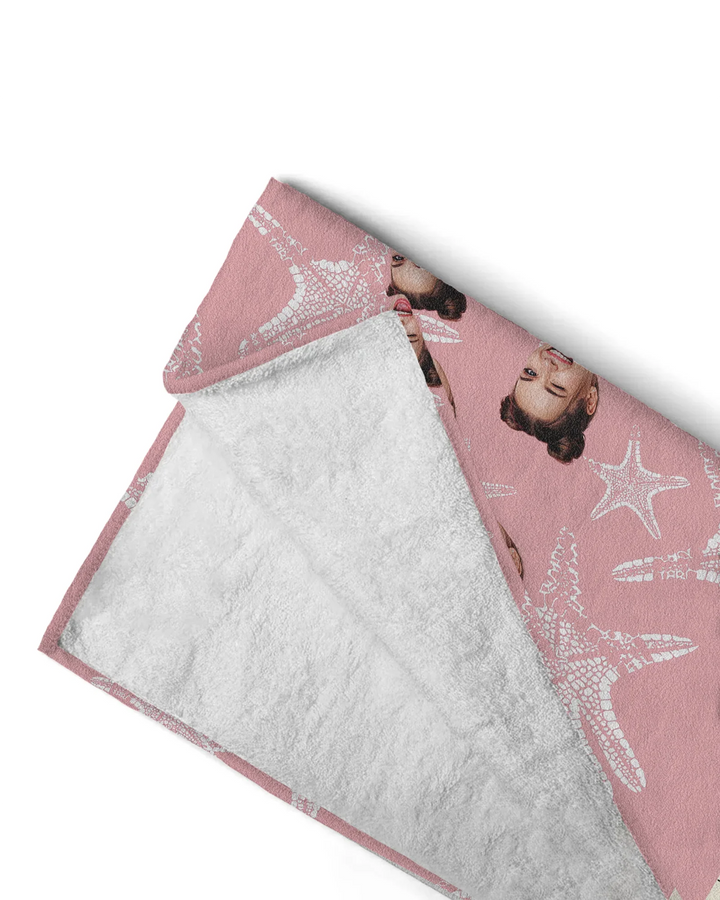 Custom Photo Starfish With Names Bamboo Beach Towel
