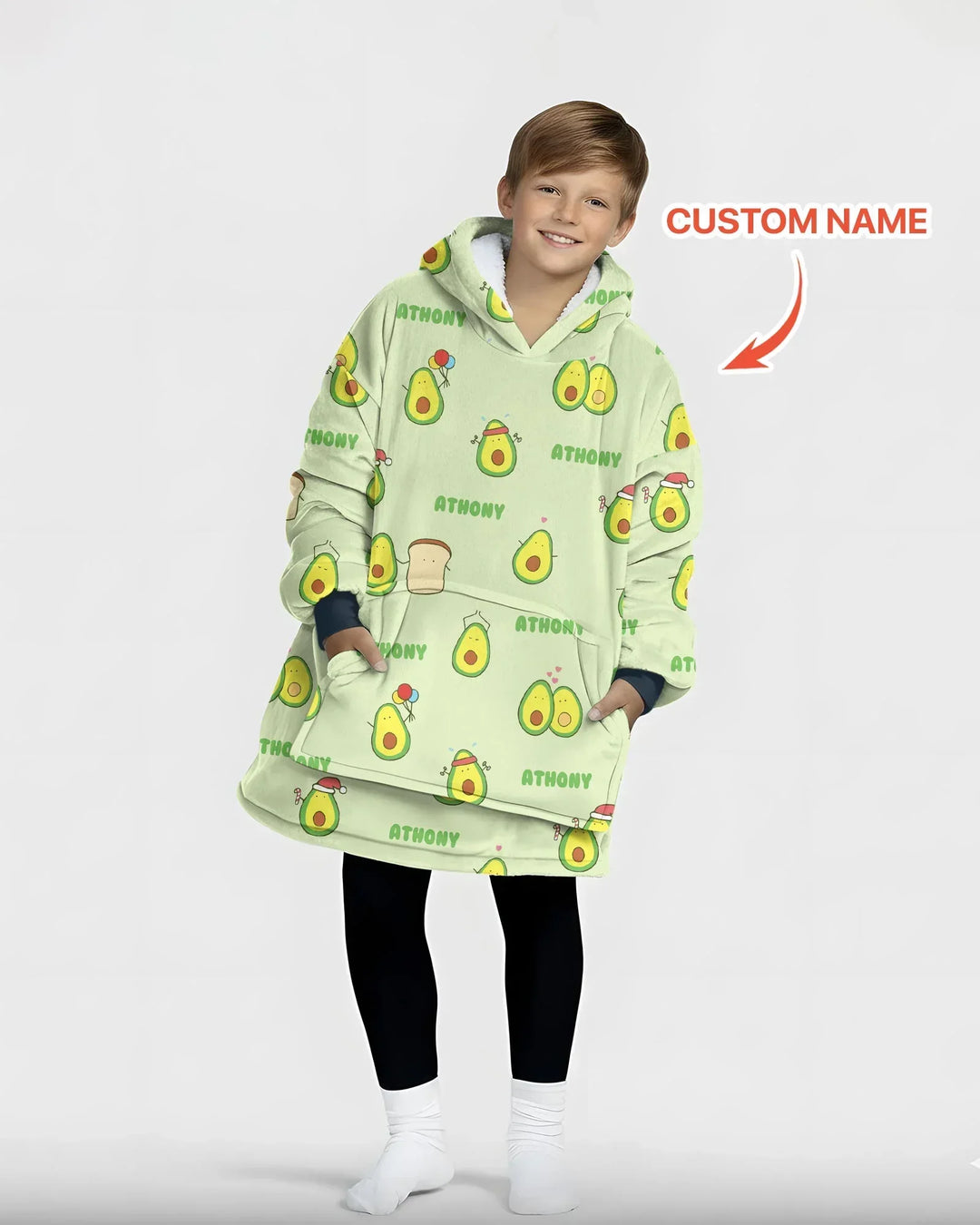 Custom Name Cute Avocado Blanket Hoodie