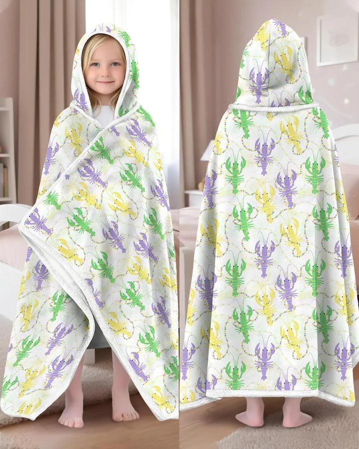 Mardi Gras Crawfish Family Matching Wearable Bamboo Blanket Hoodie