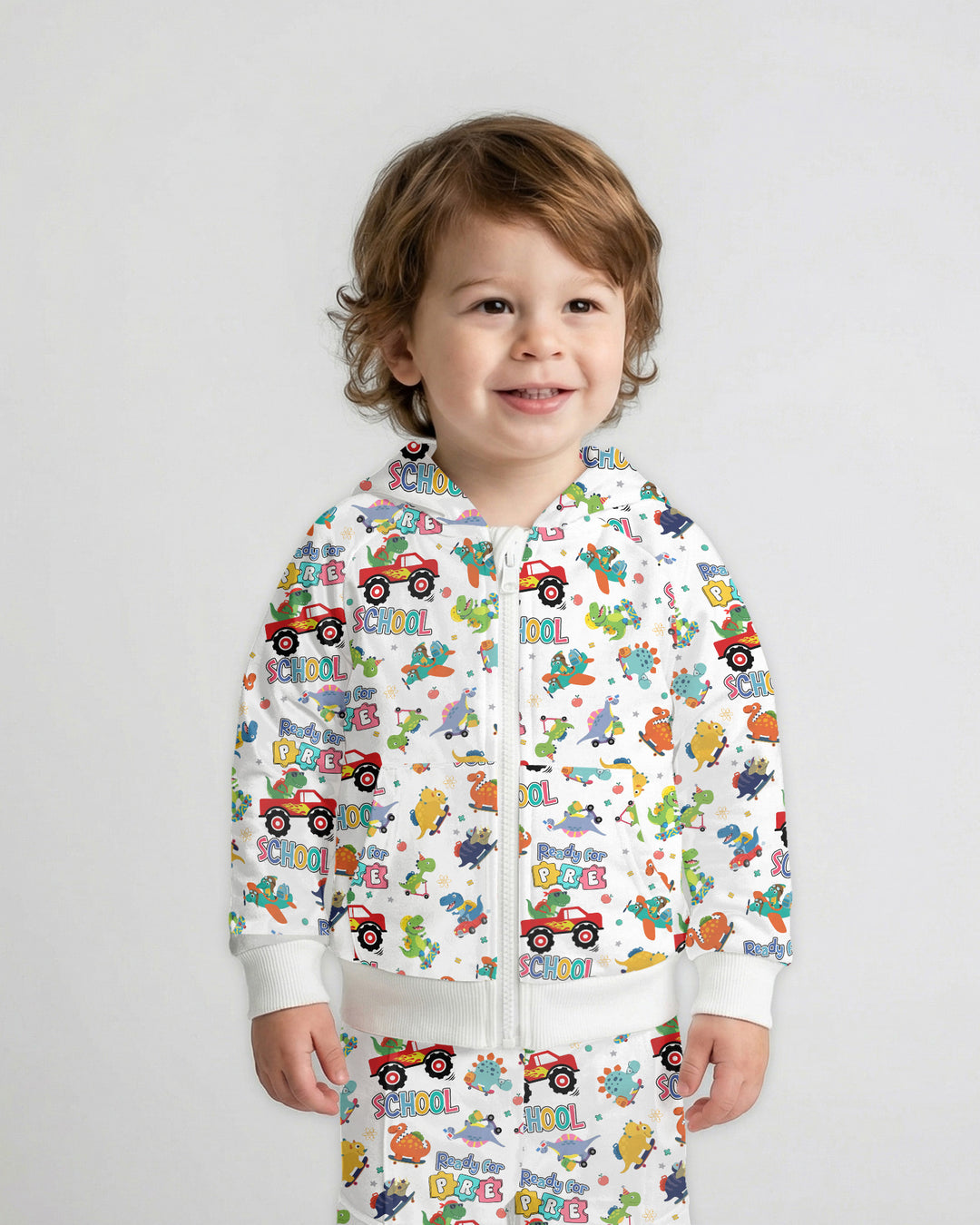 First Day of Preschool T-Rex Bamboo Zip Hoodie