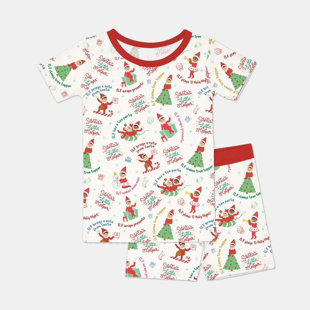 Christmas Elf Two Piece Short Sleeve Shorts Pajama Set