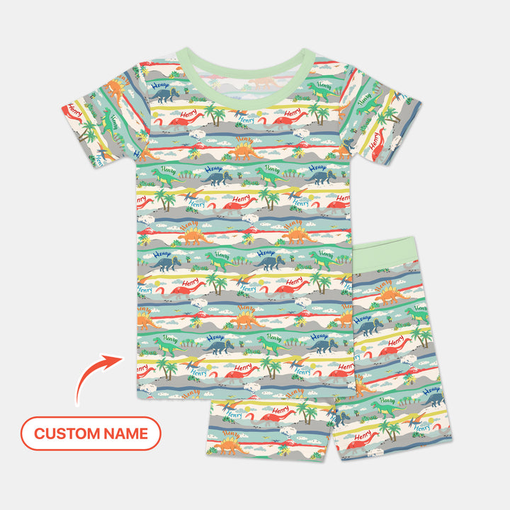 Jurassic Playground Two Piece Short Sleeve Shorts Pajama Set