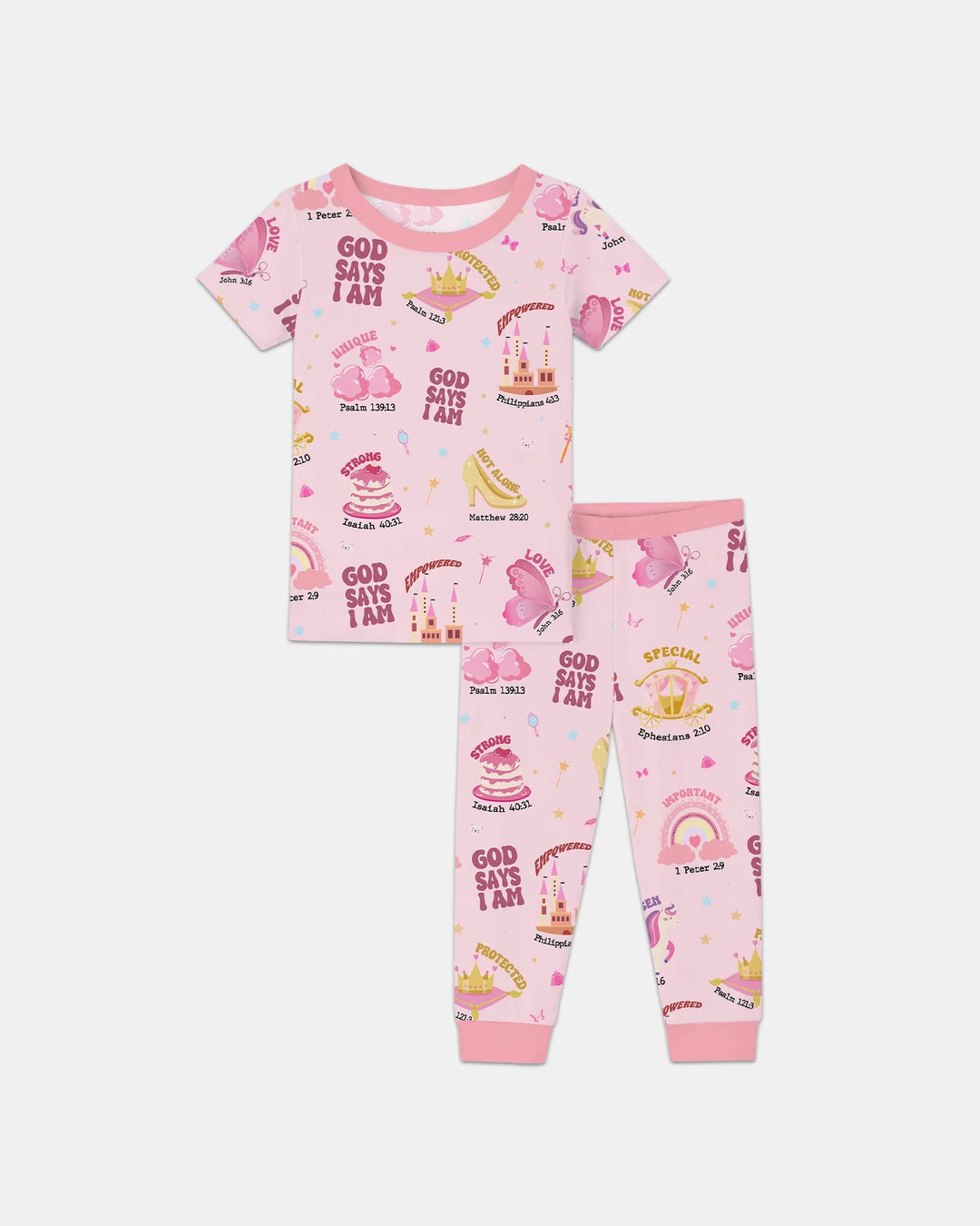 God Says I Am Girl Two Piece Short Sleeve Pajama Set