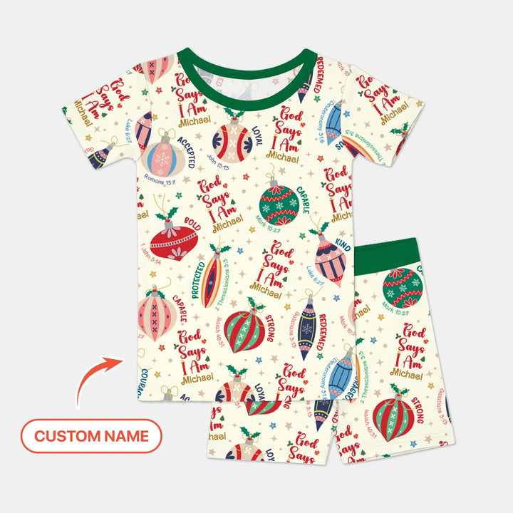 God Says I Am Joyful Christmas Two Piece Short Sleeve Shorts Pajama Set