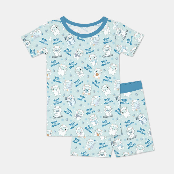 Yeti for Winter Two Piece Short Sleeve Shorts Pajama Set