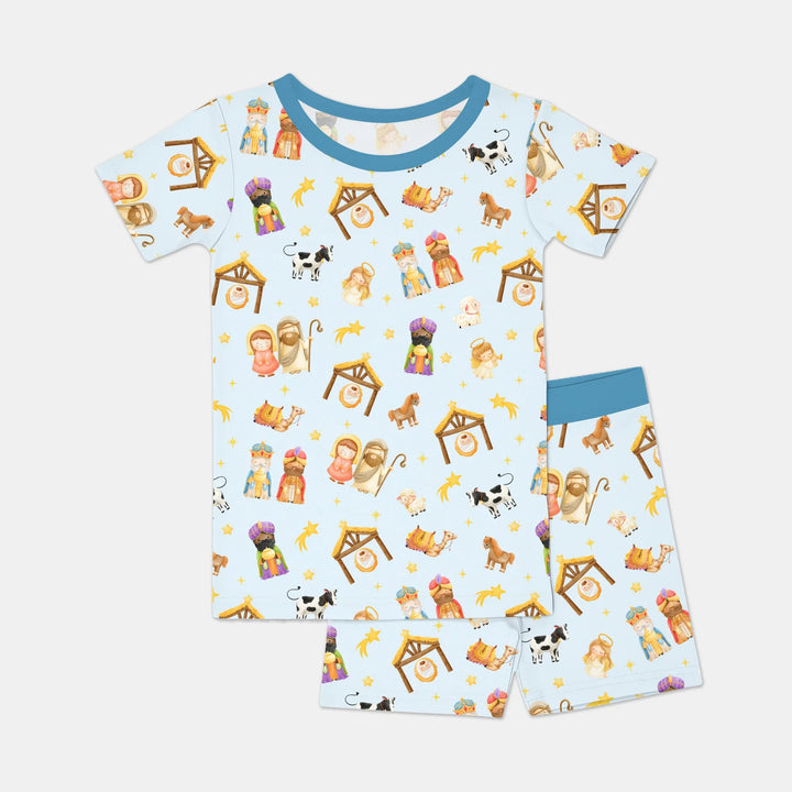 Away In A Manger Two Piece Short Sleeve Shorts Pajama Set