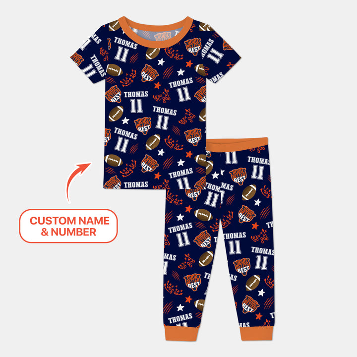 Custom Name Football Good Better Best Two Piece Short Sleeve Pajama Set