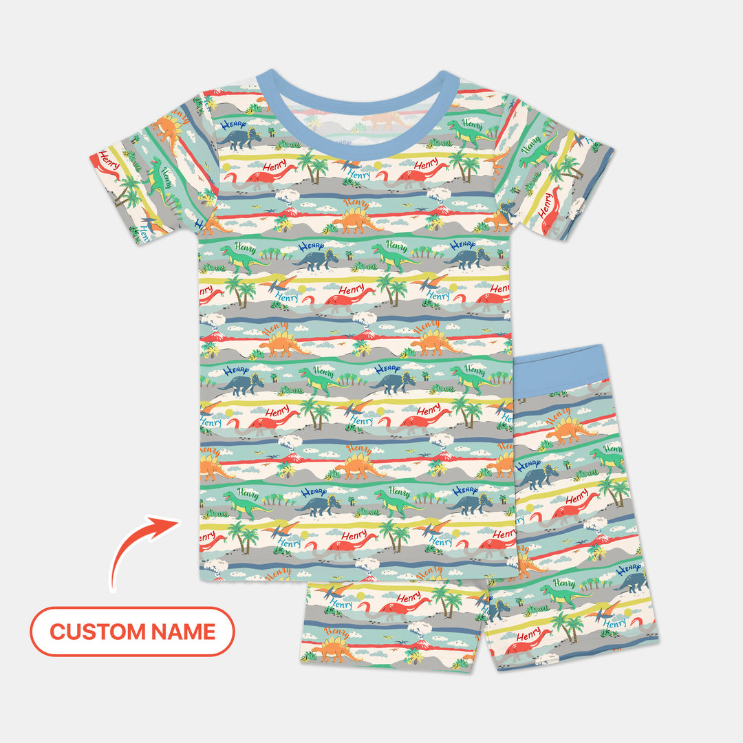 Jurassic Playground Two Piece Short Sleeve Shorts Pajama Set