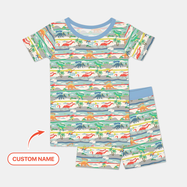 Jurassic Playground Two Piece Short Sleeve Shorts Pajama Set