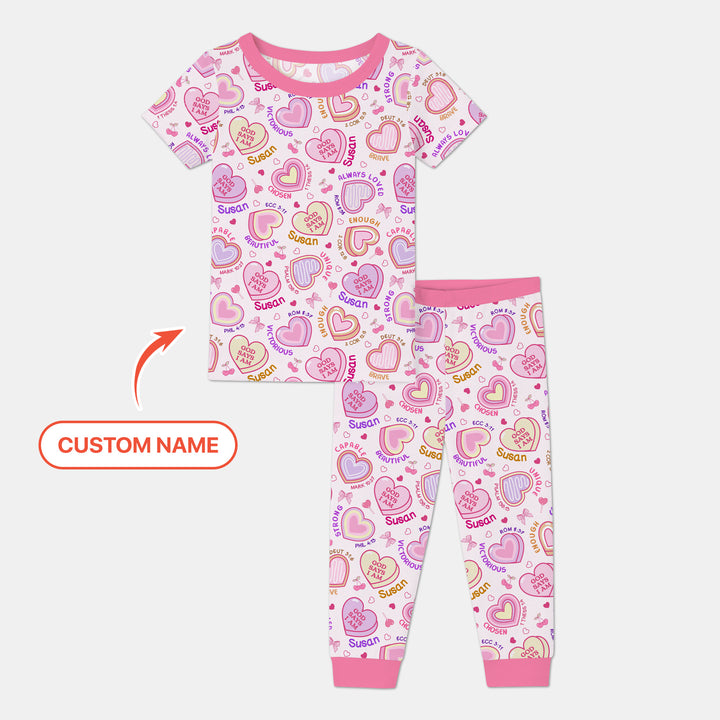 God Says I Am Sweet Heart Matching Mommy & Baby Two Piece Short Sleeve Pajama Set