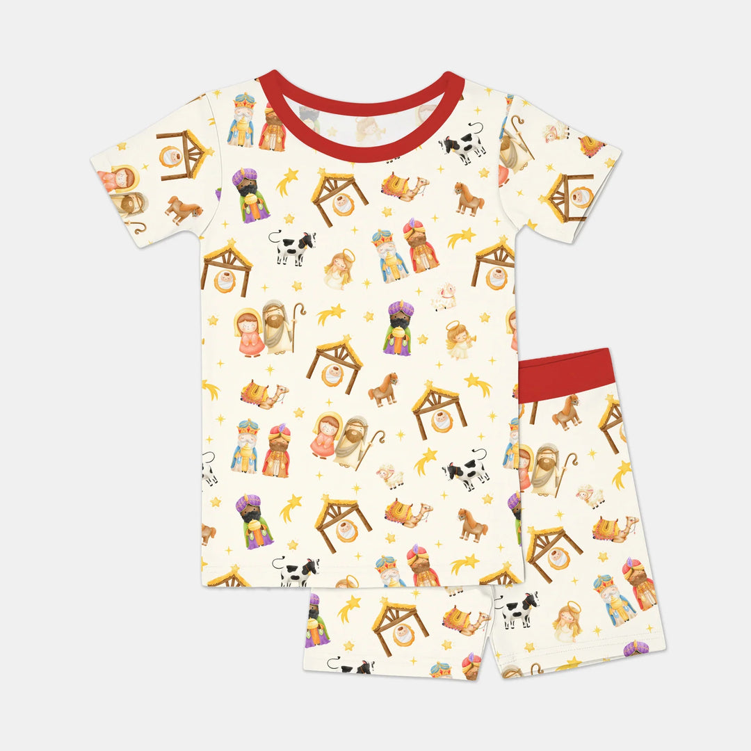Away In A Manger Two Piece Short Sleeve Shorts Pajama Set