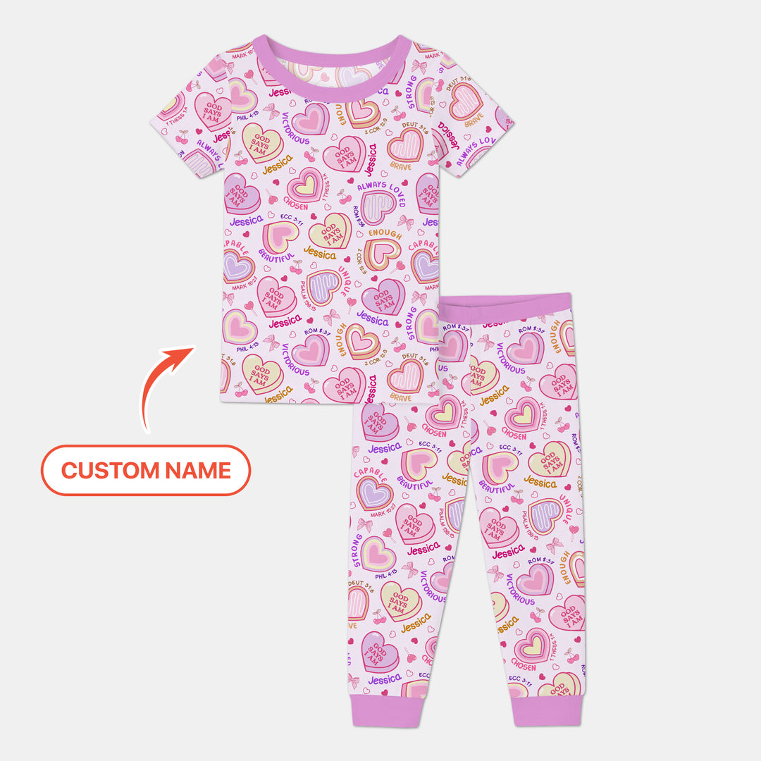 God Says I Am Sweet Heart Matching Mommy & Baby Two Piece Short Sleeve Pajama Set