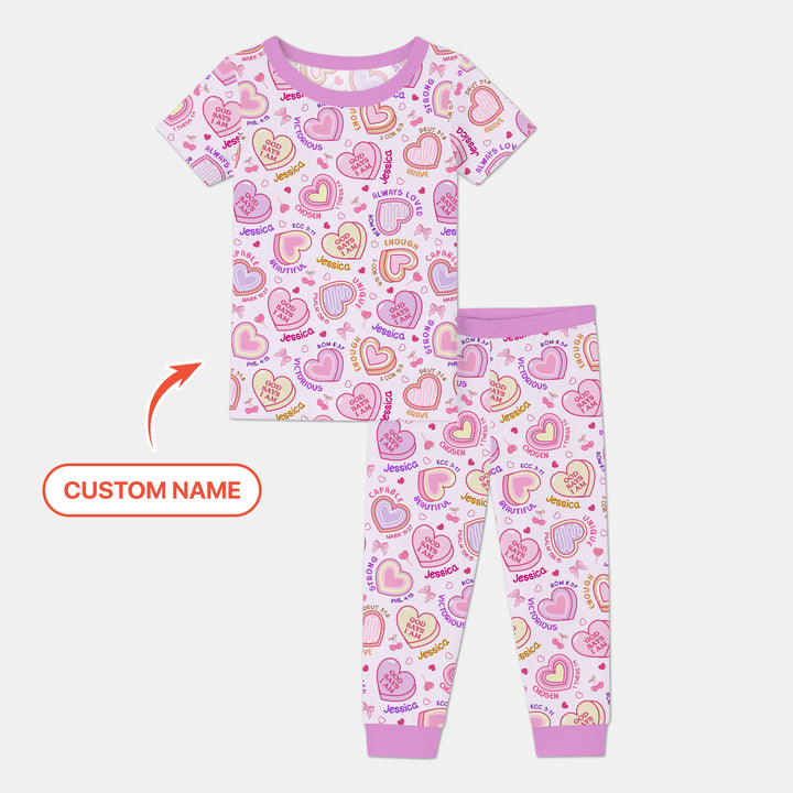 God Says I Am Sweet Heart Matching Mommy & Baby Two Piece Short Sleeve Pajama Set