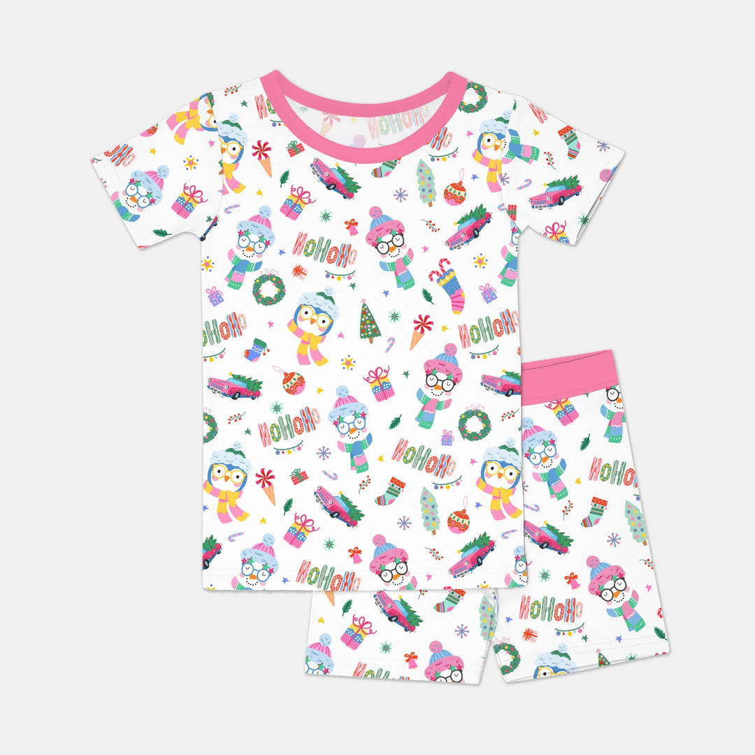 Bright Christmas Two Piece Short Sleeve Shorts Pajama Set