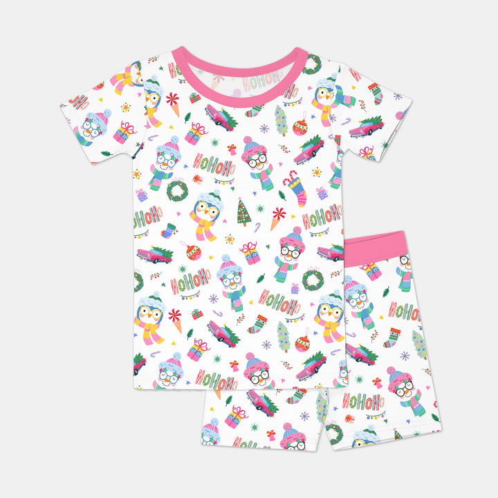 Bright Christmas Two Piece Short Sleeve Shorts Pajama Set