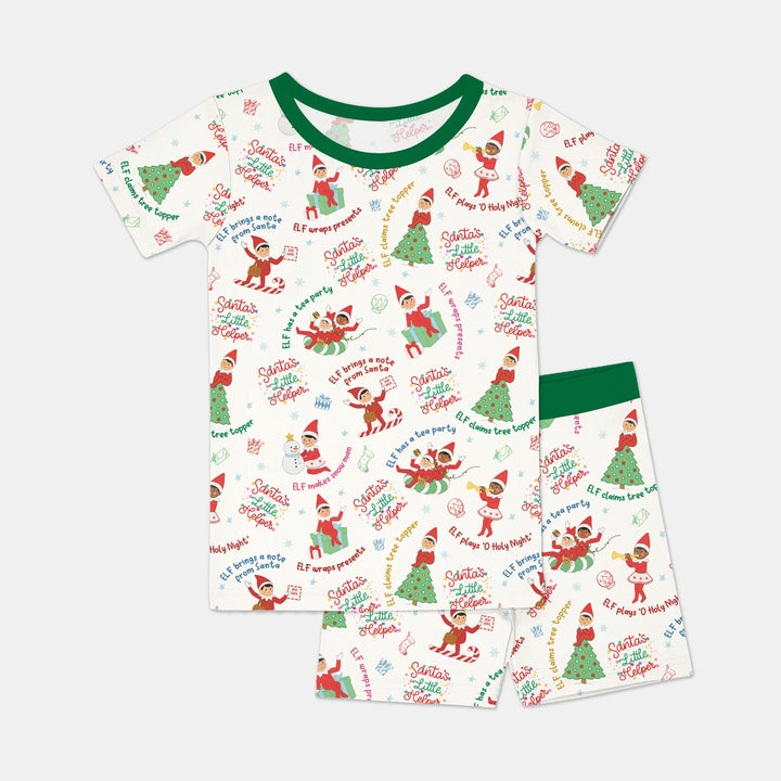 Christmas Elf Two Piece Short Sleeve Shorts Pajama Set