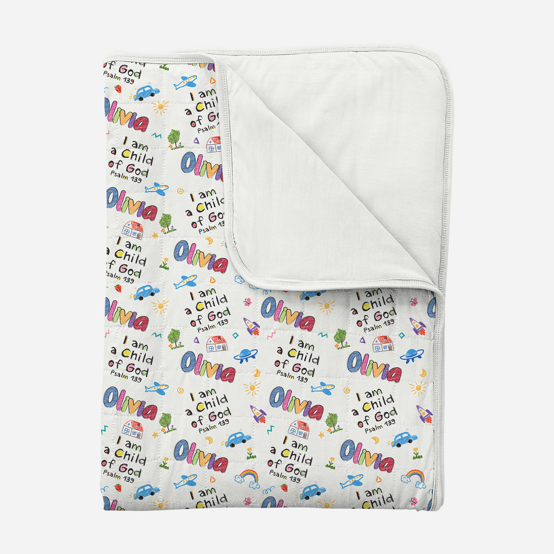 Custom Name "I am a Child of God" - Toddler Blanket