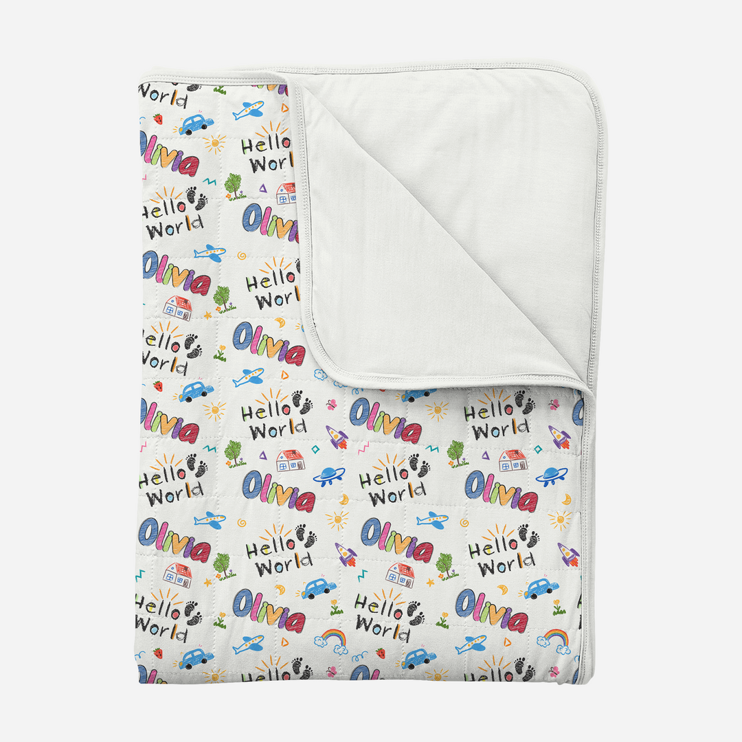 Custom Name "Hello World" - Toddler Blanket