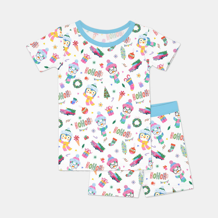 Bright Christmas Two Piece Short Sleeve Shorts Pajama Set