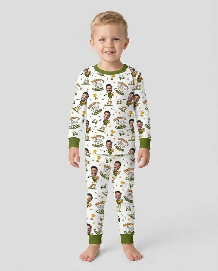 Custom Photo Daddy's Little Caddie Daddy & Me Matching Bamboo Two Piece Long Sleeve Pajama Set