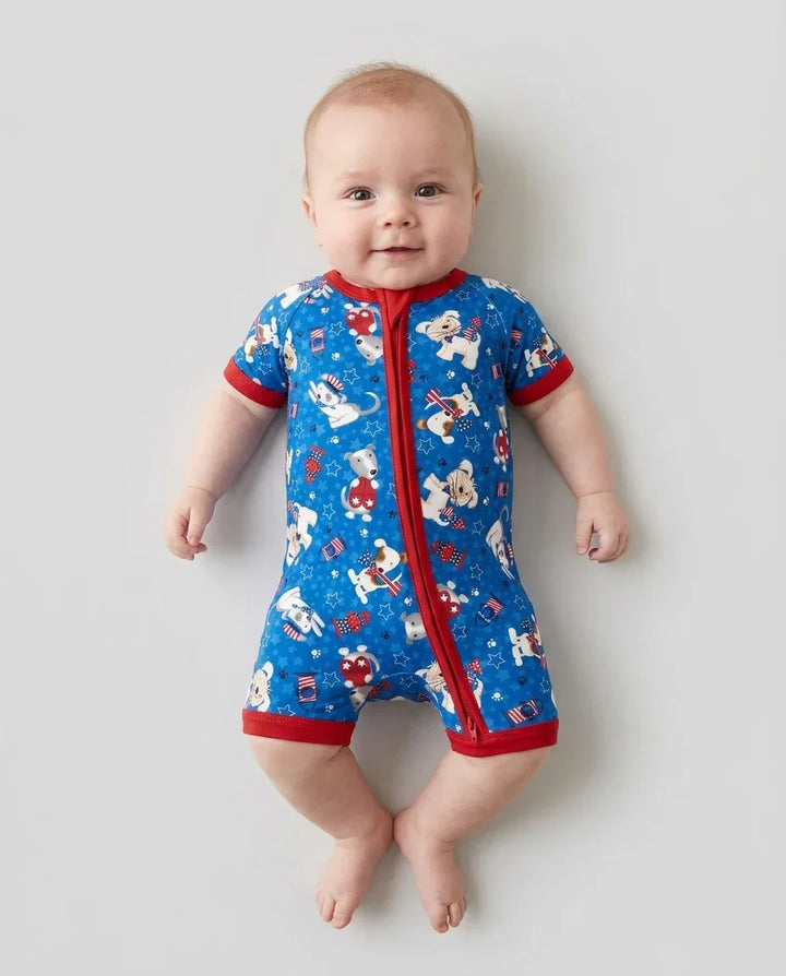 Red, White & Woof Family Matching Bamboo Shorty Zippy