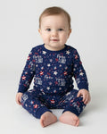 My First 4th of July Star Striped  Bamboo Two Piece Long Sleeve Pajama Set