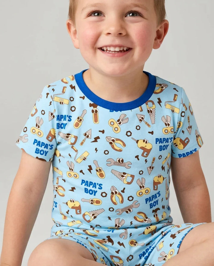 Club de Papás que Arreglan Todo: Conjunto de Pijama de Bambú de Dos Piezas con Manga Corta y Pantalones Cortos