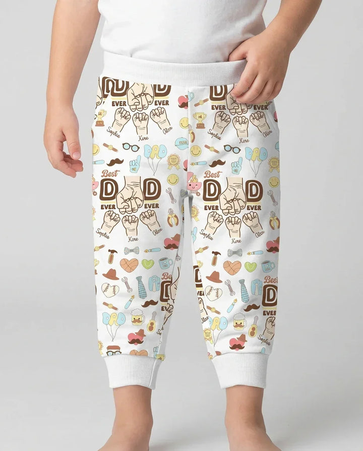 Custom Kids Name Best Dad Ever Bamboo Jogger
