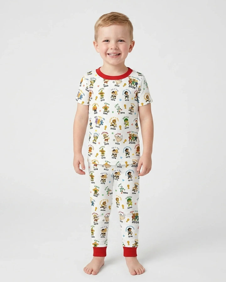 Soccer cup Mascots Bamboo Two Piece Short Sleeve Pajama Set