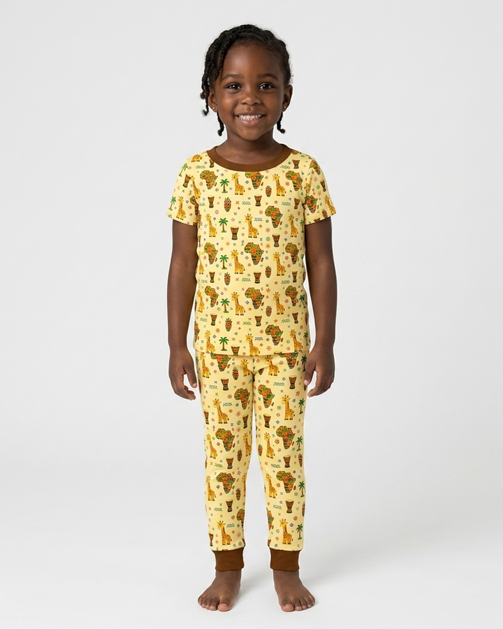 African Culture Bamboo Two Piece Short Sleeve Pajama Set