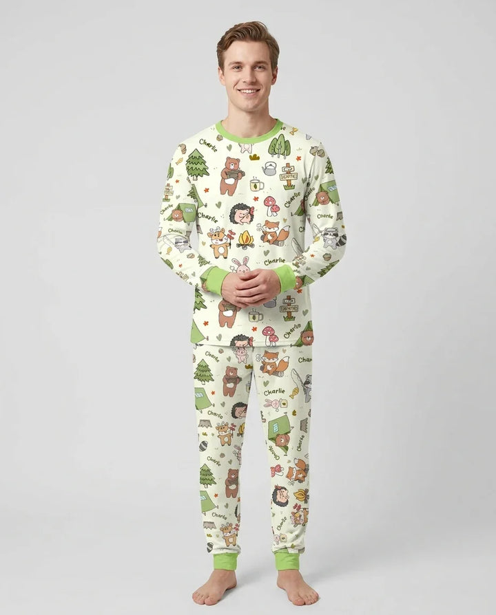 Custom Name Little Camp Buddies Bamboo Men's Pajama Set