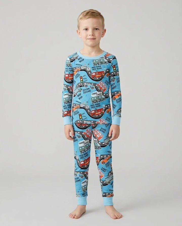 Zweiteiliges Langarm-Pyjama-Set mit Sommerfrüchten