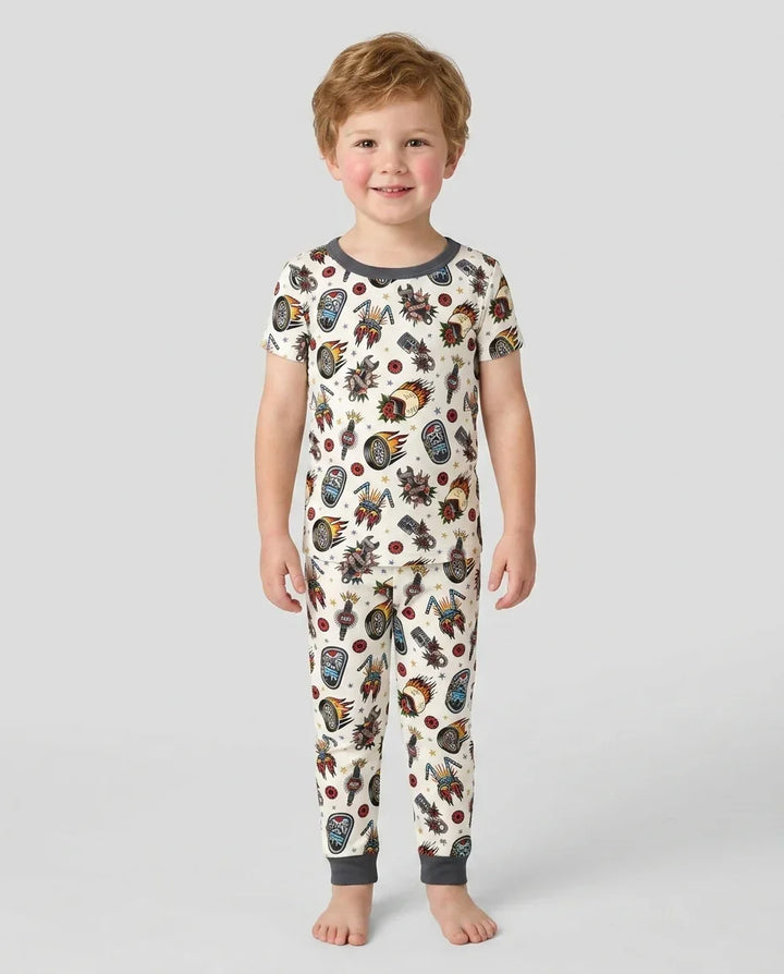 Born to Ride Together Family Matching Bamboo Two Piece Short Sleeve Pajama Set