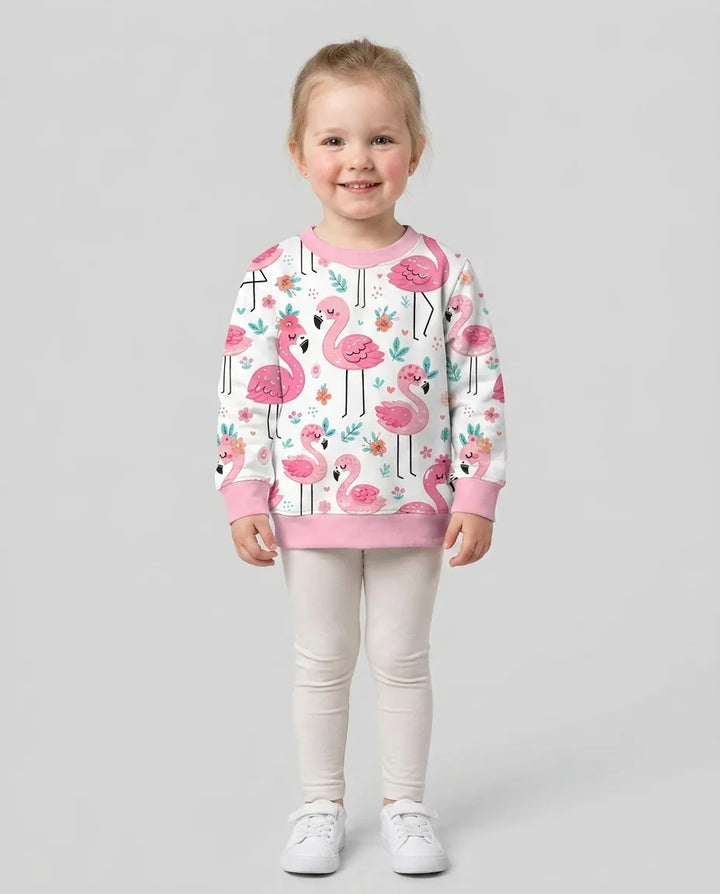 Sudadera Hello Flamingo Bamboo de cuello redondo